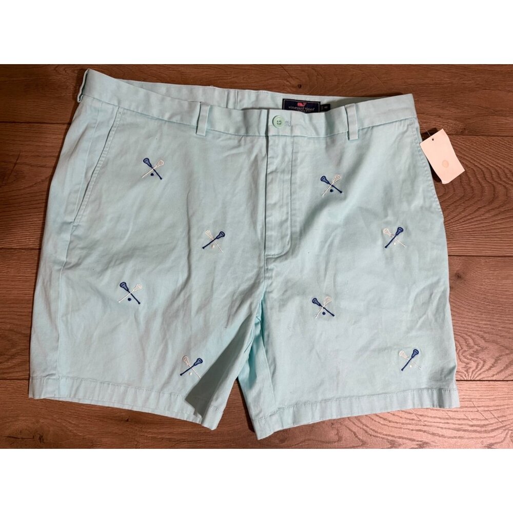 Vineyard Vines 7" Lacrosse Embroidered Breaker Shorts in Pool Side 40 - Picture 2 of 12